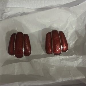 Elegant Red and Silver Women's Earrings